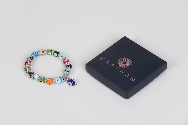 Beaded Evil Eye Bracelets - Blue, Navy, White, Multicolor