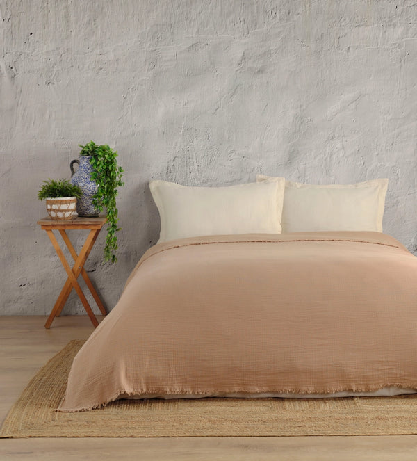Muslin Full Colored Coverlet - Peanut Brown 2XL