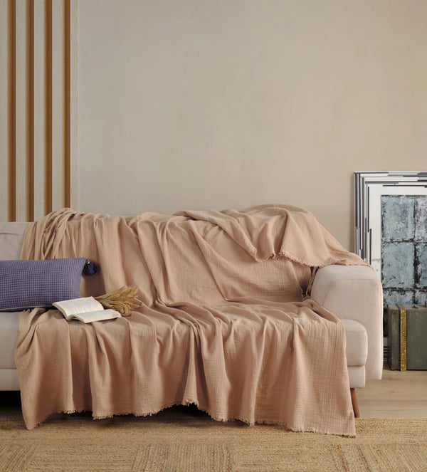 Muslin Full Colored Coverlet - Peanut Brown 2XL