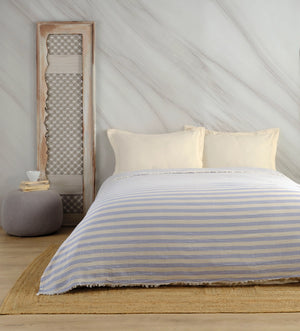 Muslin Striped Coverlet - Denim 2XL