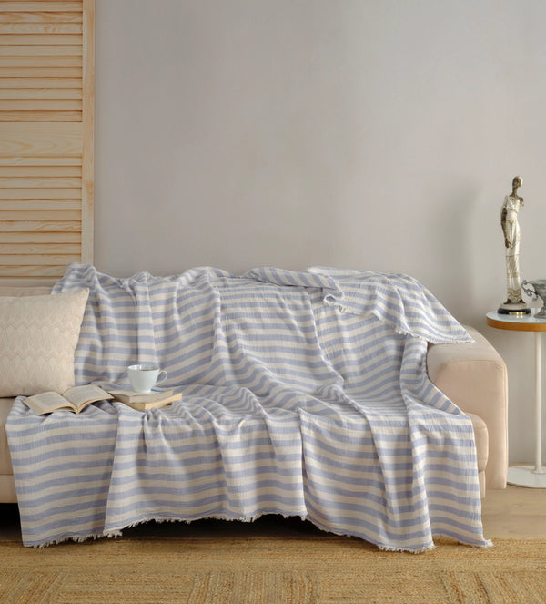 Muslin Striped Coverlet - Denim 2XL