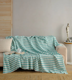 Muslin Striped Coverlet - Mint 2XL