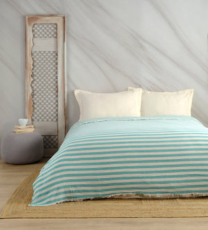 Muslin Striped Coverlet - Mint 2XL