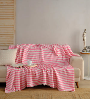 Muslin Striped Coverlet - FrenchPink/DarkPink 2XL