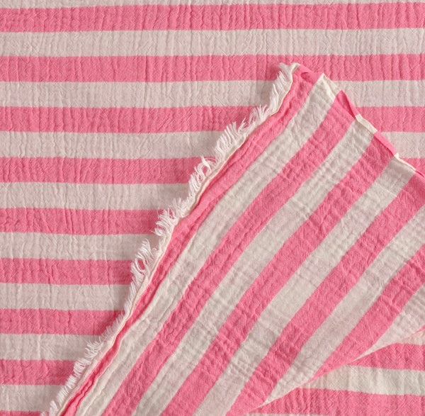 Muslin Striped Coverlet - FrenchPink/DarkPink 2XL
