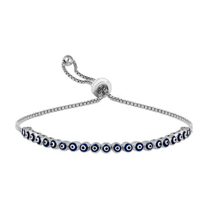Sterling Silver Evil Eye Adjustable Bracelets