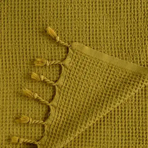 Waffle Stoned  Coverlet - Gold