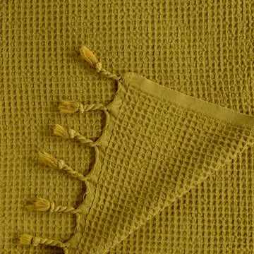 Waffle Stoned  Coverlet - Gold