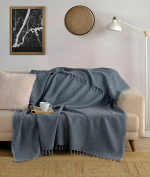 Waffle Stoned Coverlet - Lead