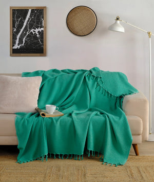 Waffle Stoned Coverlet - Mint
