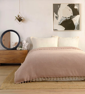 Waffle Stoned Coverlet - Peanut Brown