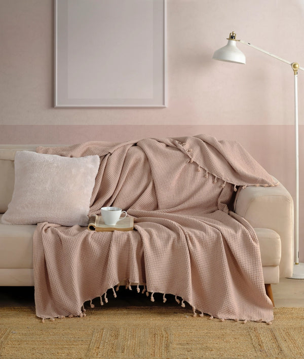 Waffle Stoned Coverlet - Peanut Brown