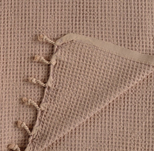 Waffle Stoned Coverlet - Peanut Brown