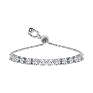 Sterling Silver Round Adjustable Tennis Bracelets