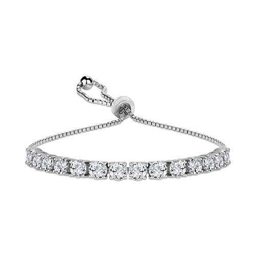 Sterling Silver Round Adjustable Tennis Bracelets