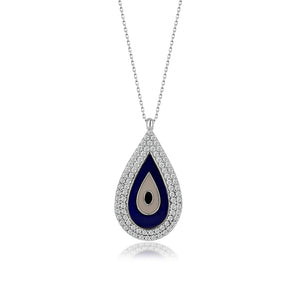 Sterling Silver Evil Eye Drop Necklace