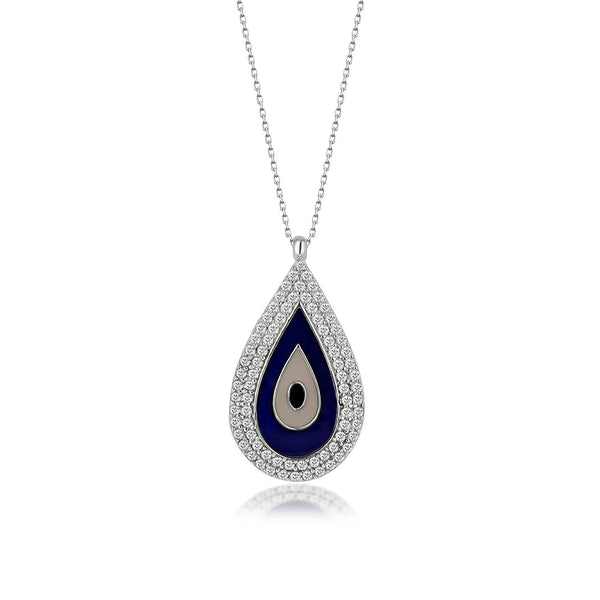Sterling Silver Evil Eye Drop Necklace