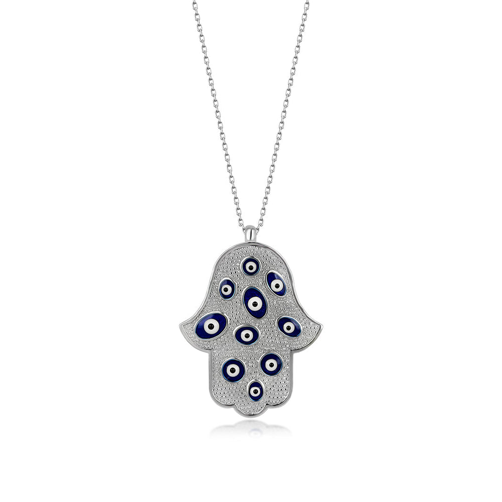 Sterling Silver Evil Eye Hamsa Necklace