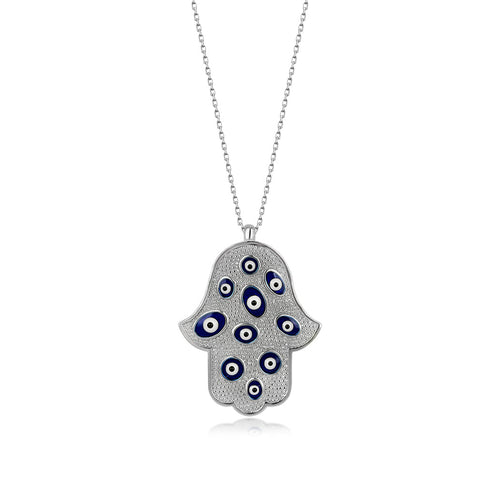 Sterling Silver Evil Eye Hamsa Necklace