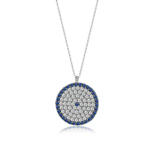 Sterling Silver Round Evil Eye Necklace
