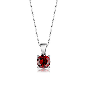 Sterling Silver Pendant Necklace - Round Cut