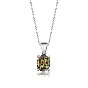 Sterling Silver Pendant Necklace - Oval Cut